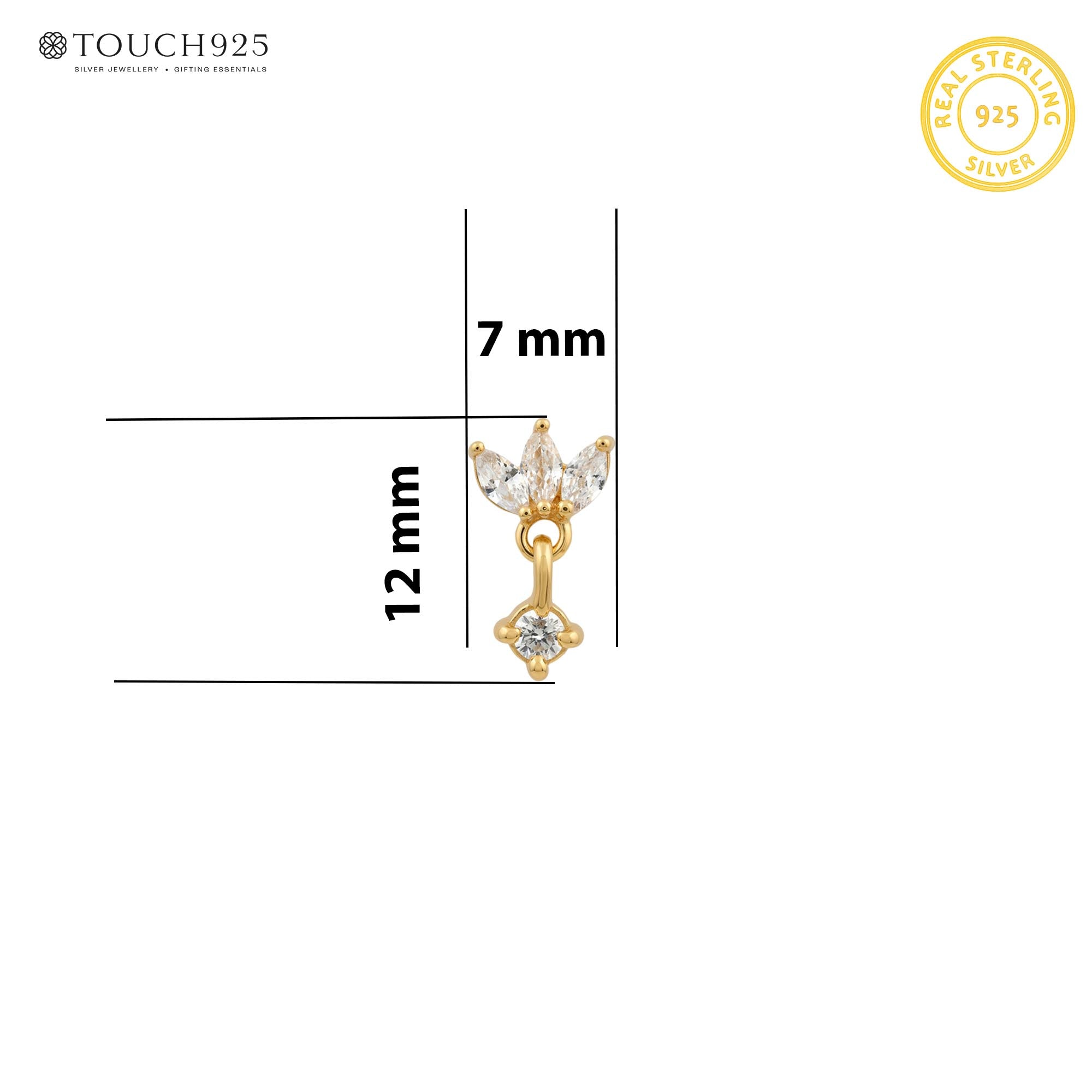 Lotus Cluster Dangling Silver Nose Pin