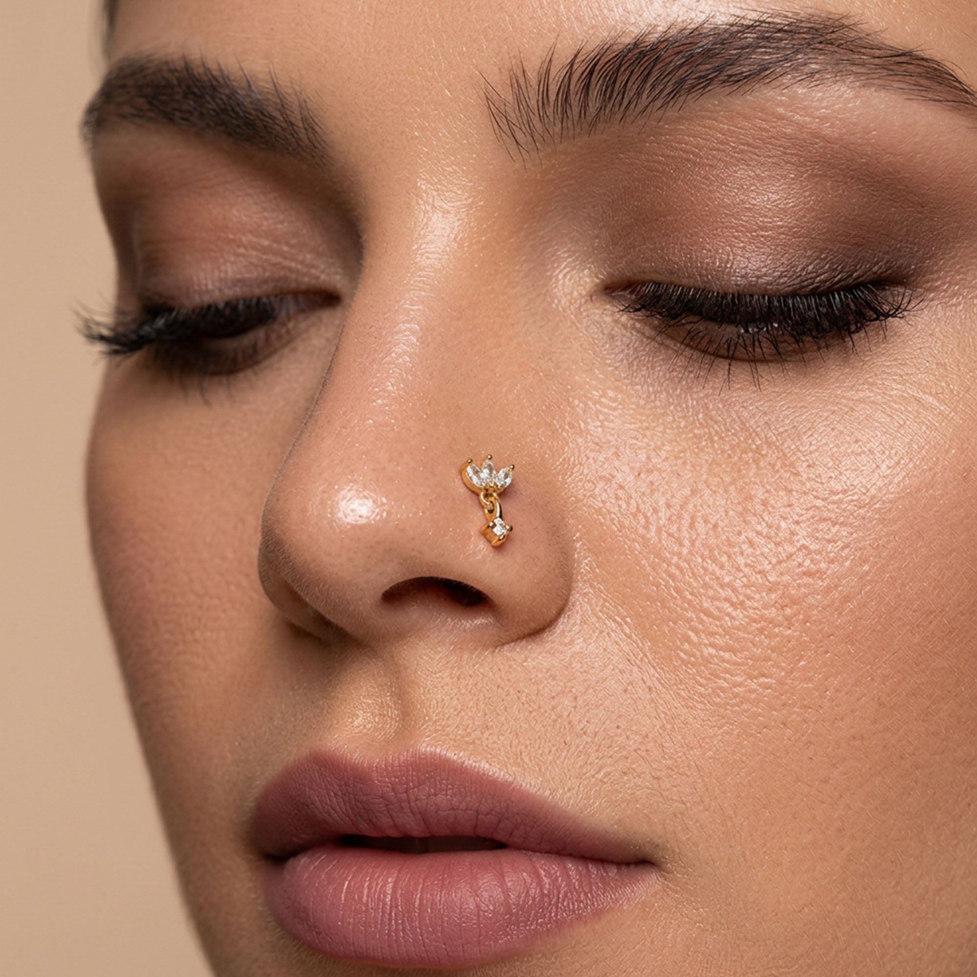 Lotus Cluster Dangling Silver Nose Pin