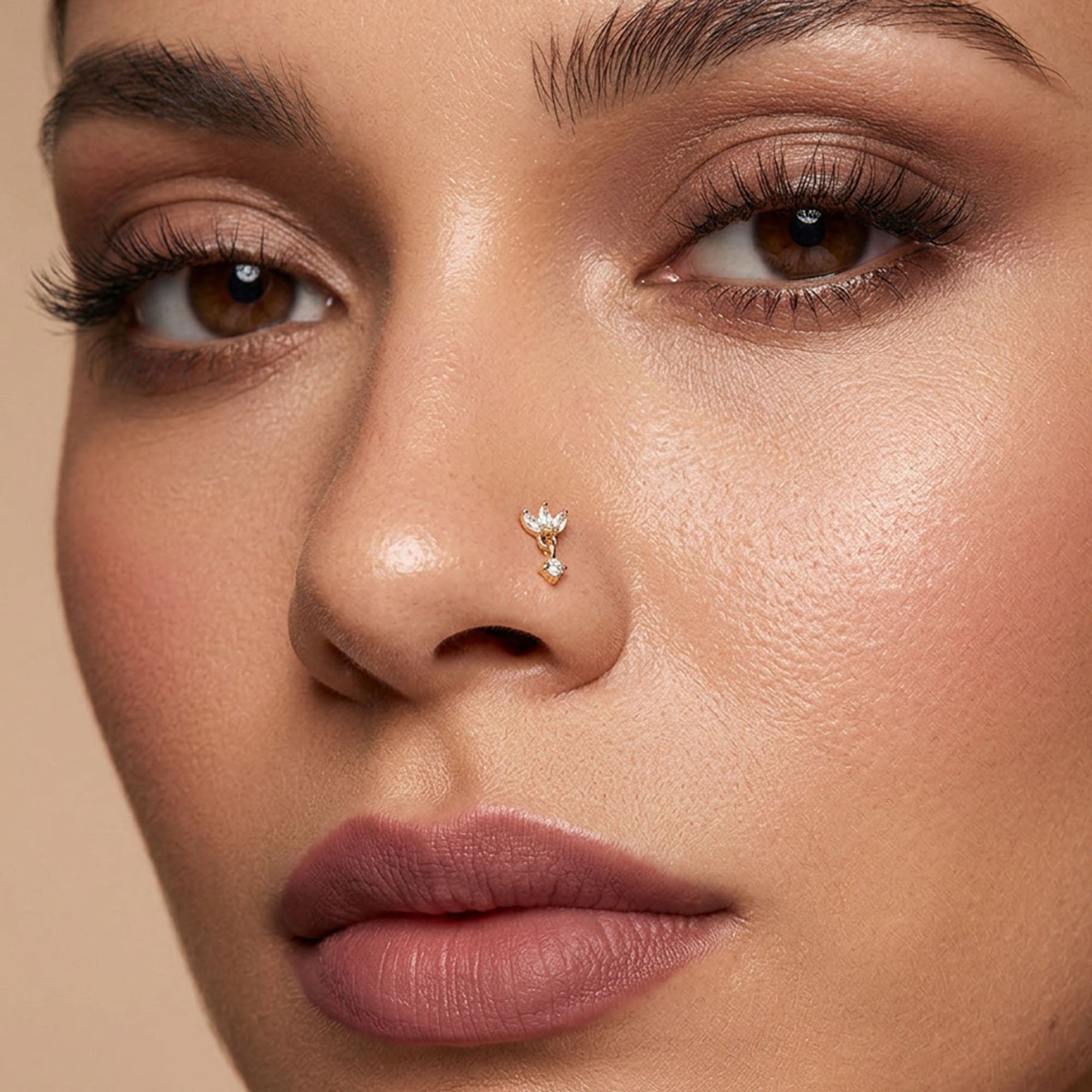 Lotus Cluster Dangling Silver Nose Pin