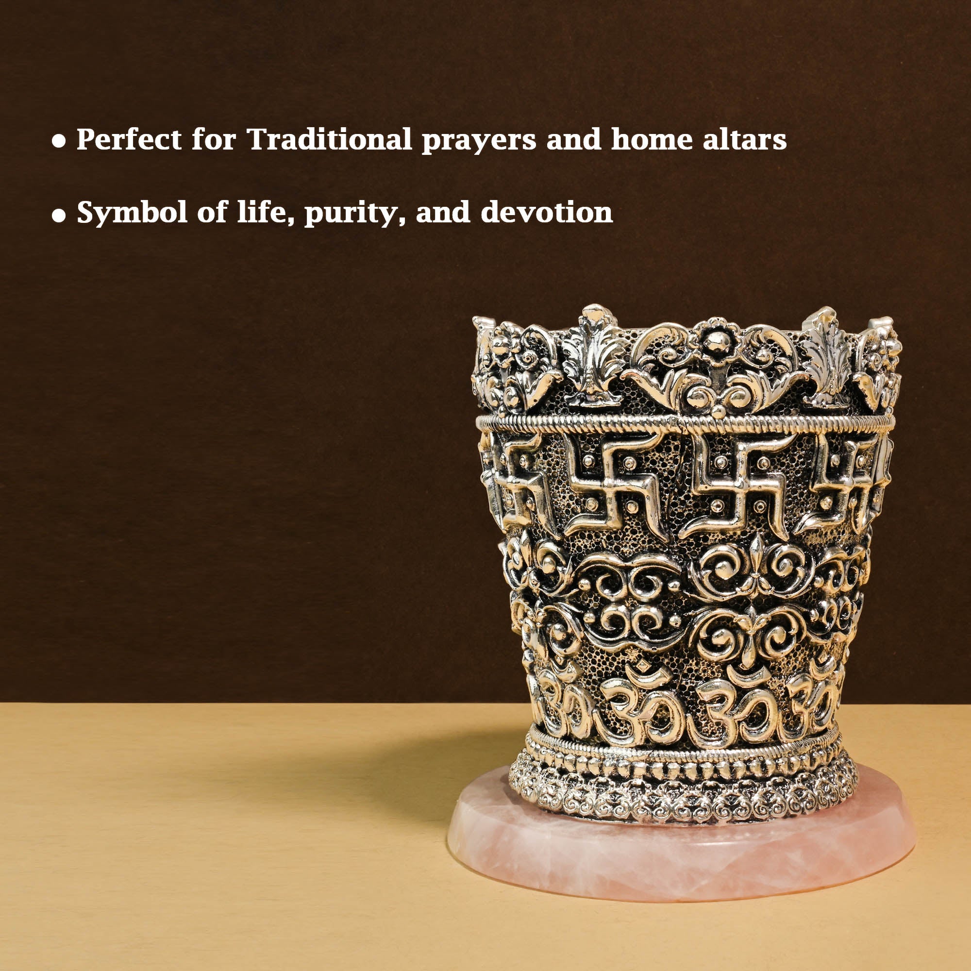 999 Silver Plated Swastik Tulsi Pot