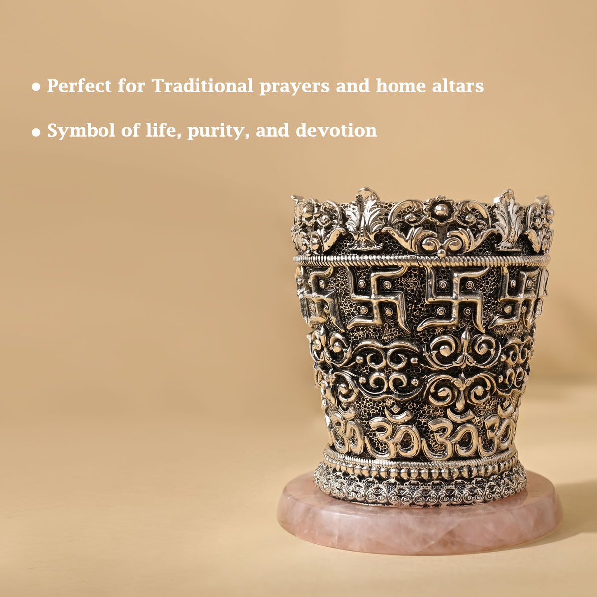 999 Silver Plated Swastik Tulsi Pot