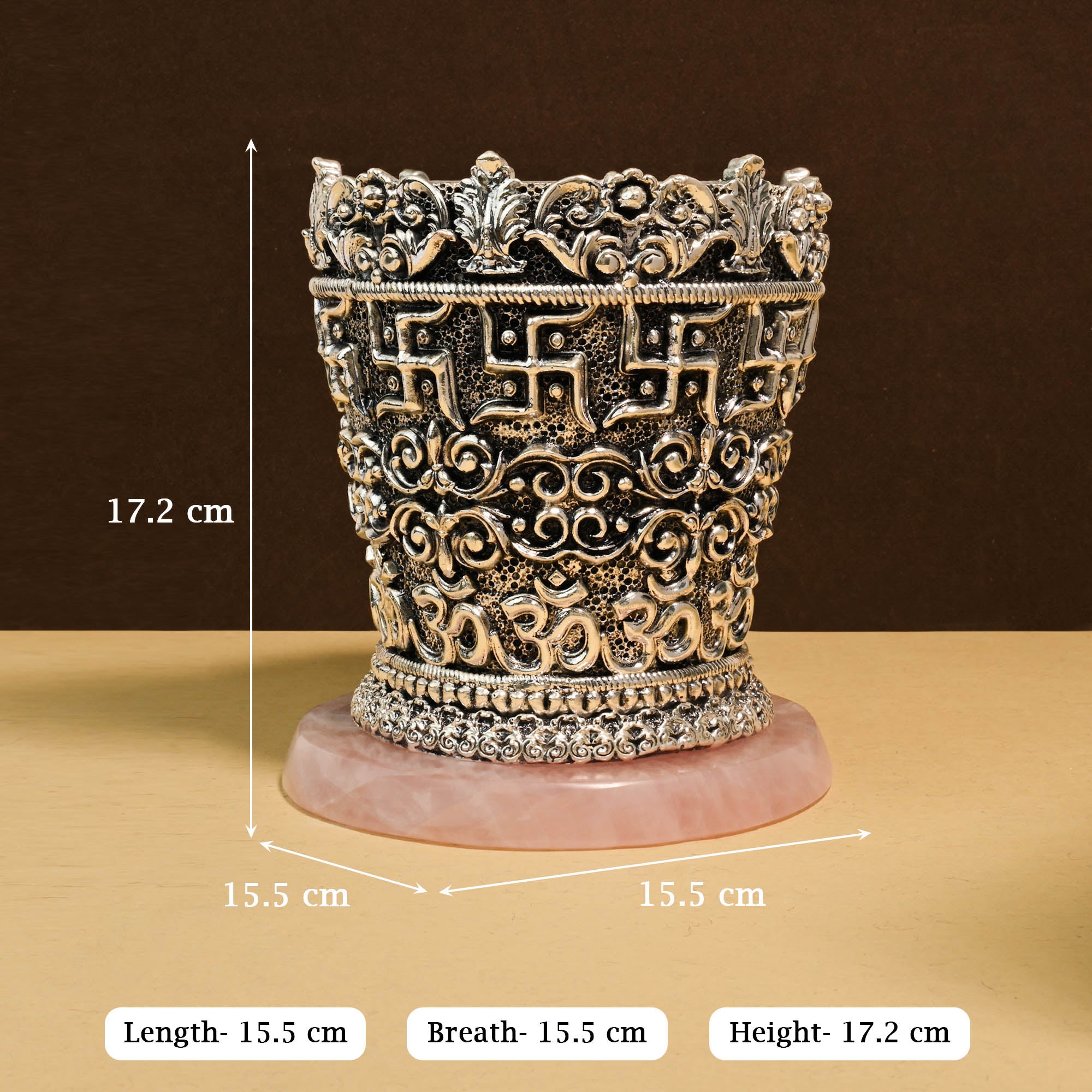 999 Silver Plated Swastik Tulsi Pot