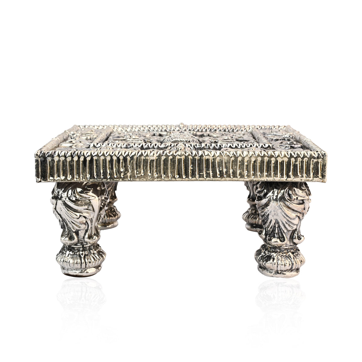 999 Silver Plated Swastik Pooja Chowki