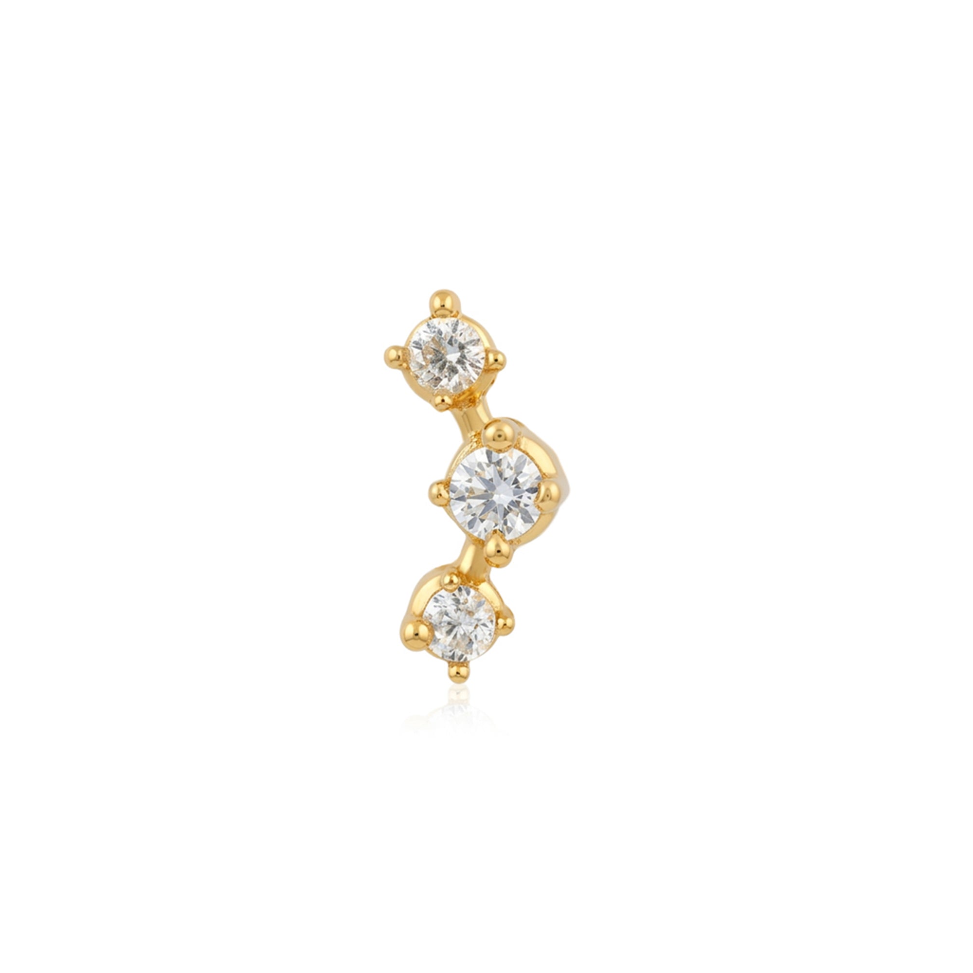 Curved Triple Zircon Silver Nose Pin