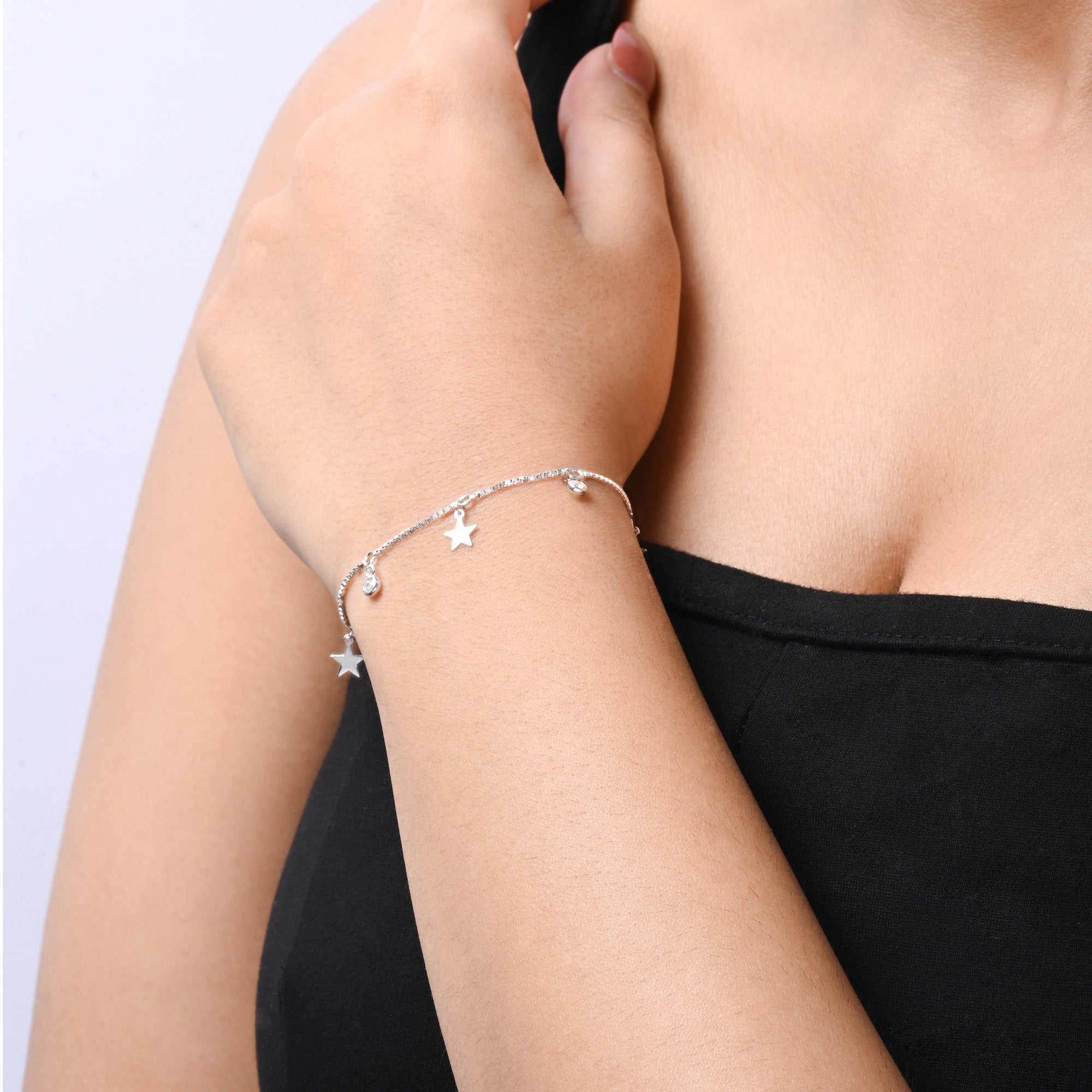 Dainty Star Charm Silver Bracelet - Touch925 Silver Jewellery