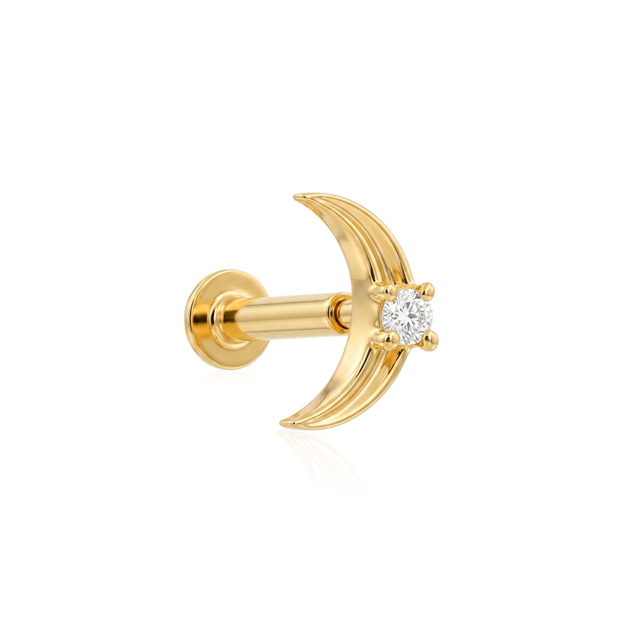 Crescent Moon Silver Nose Pin