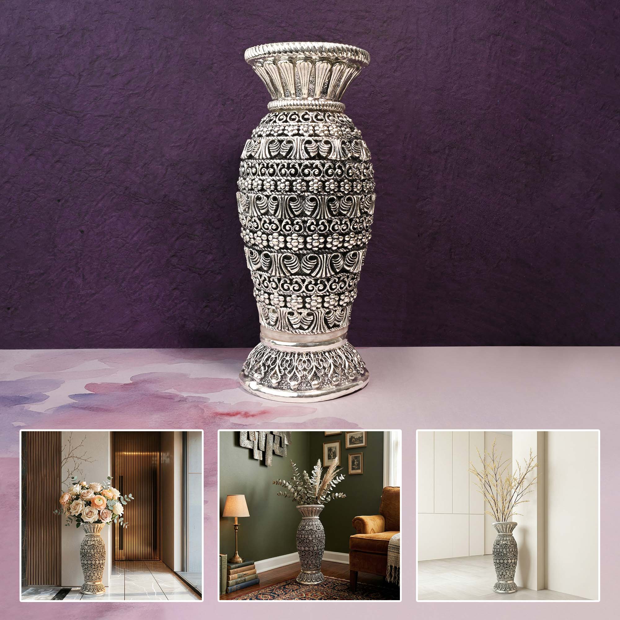 999 Silver Plated Antique Vase
