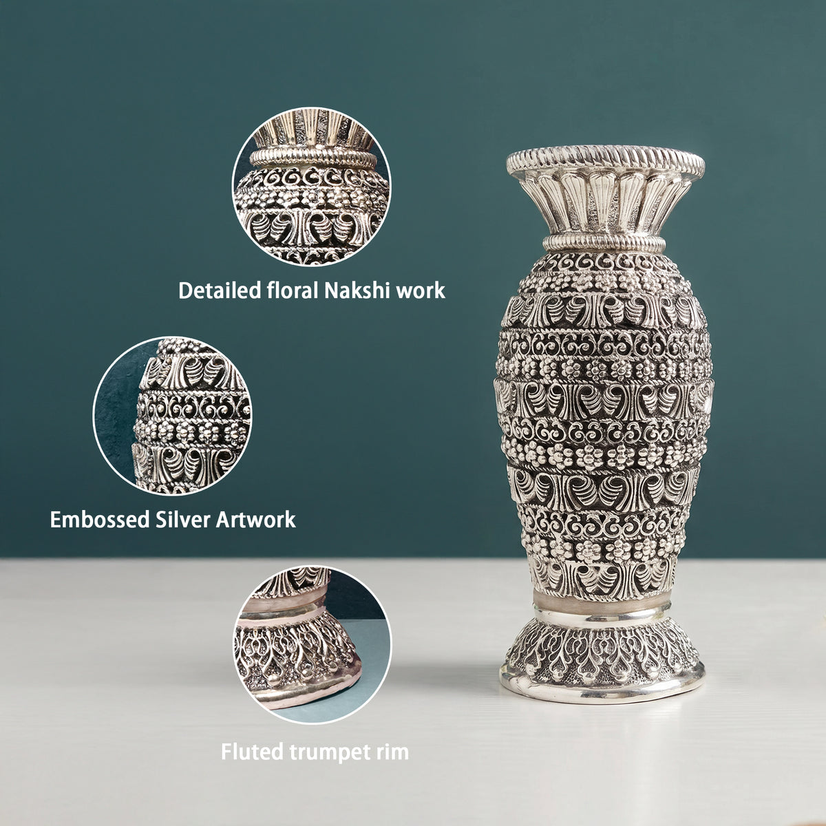 999 Silver Plated Antique Vase