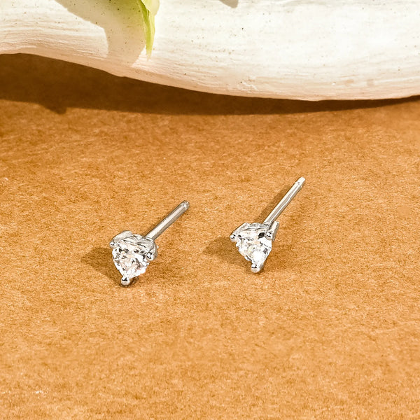 Heart Single Stone Studs