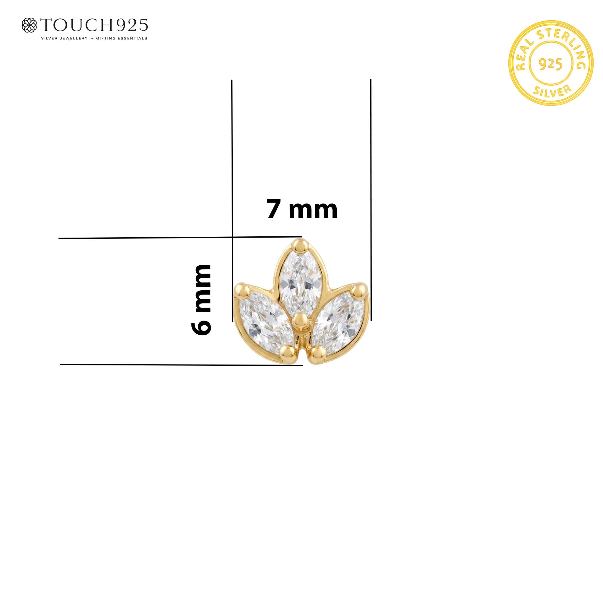 Marquise Lotus Silver Nose Pin