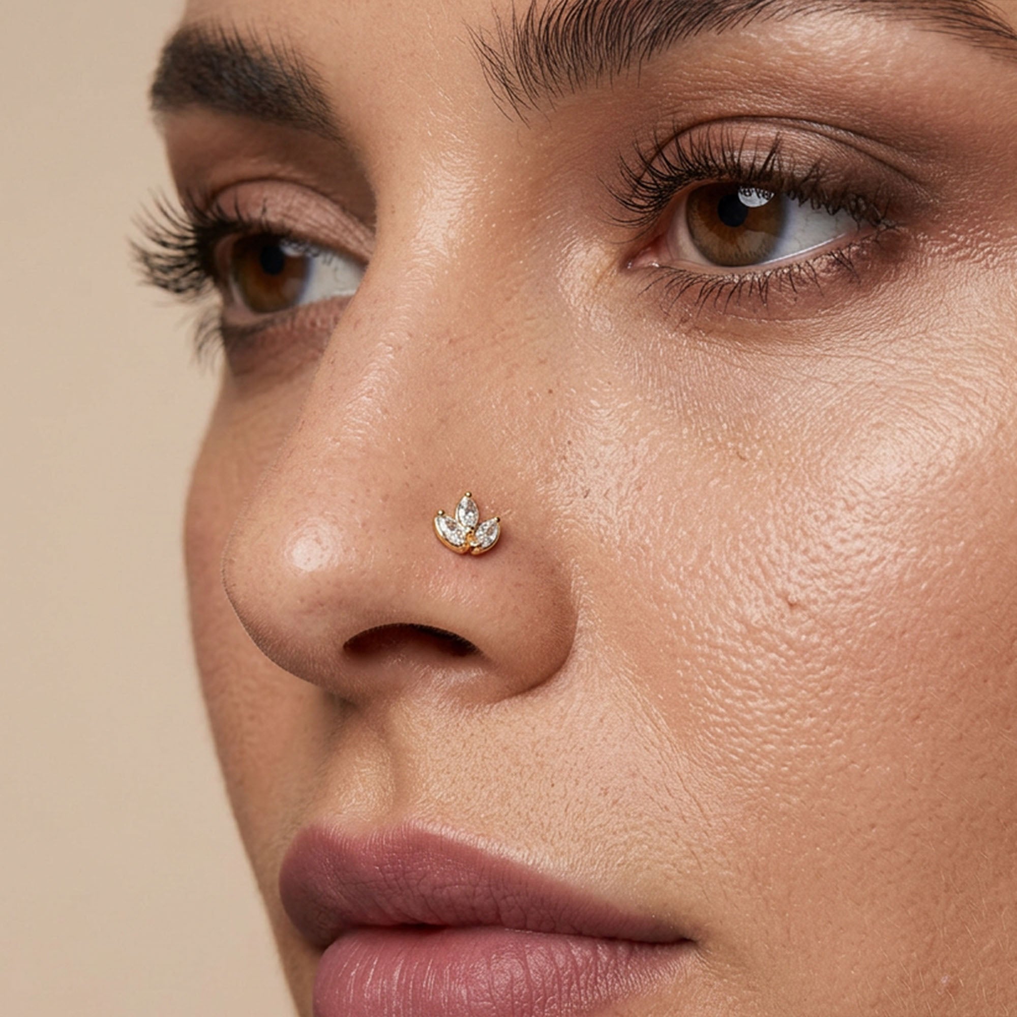 Marquise Lotus Silver Nose Pin