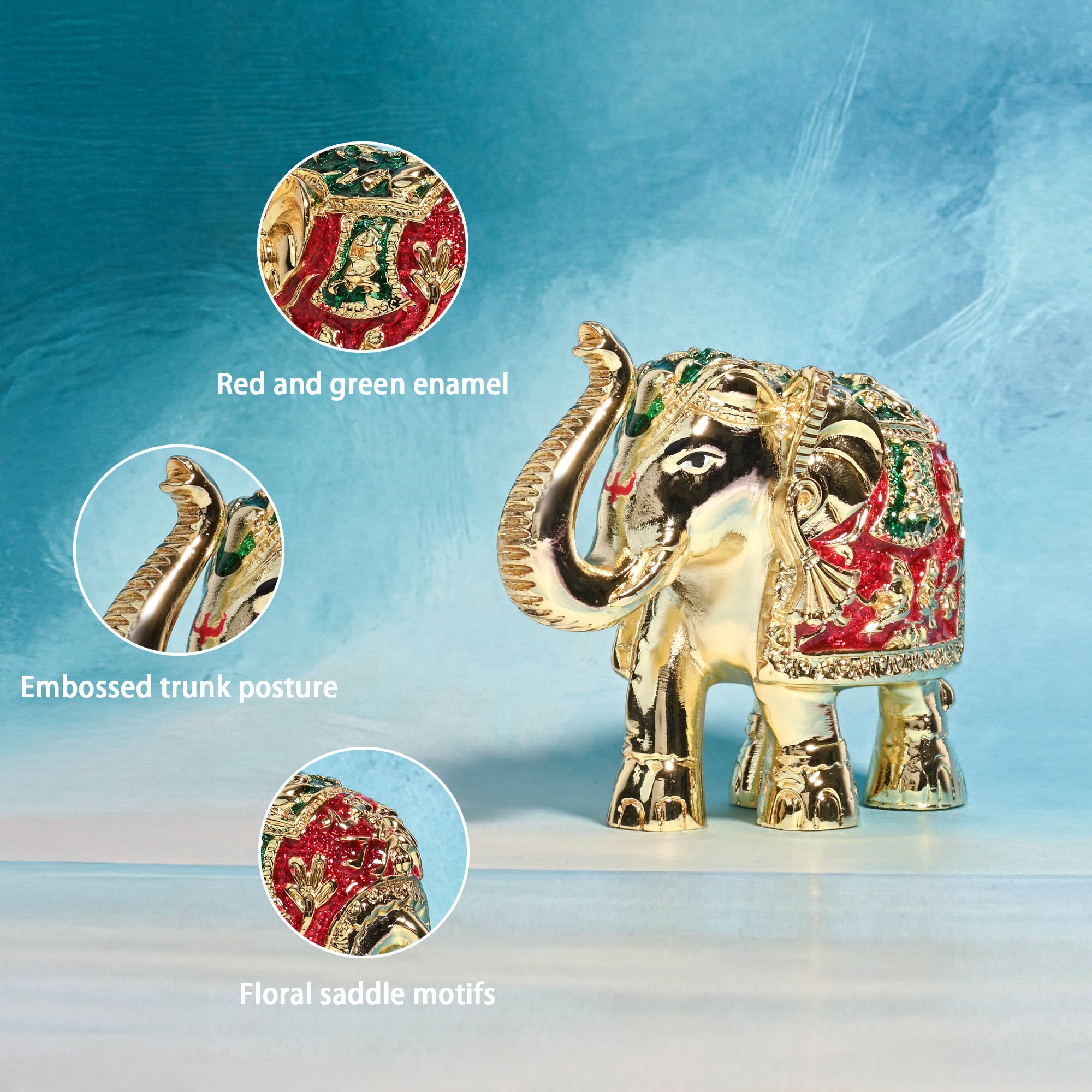 24K Gold Plated  Meenakari Elephant