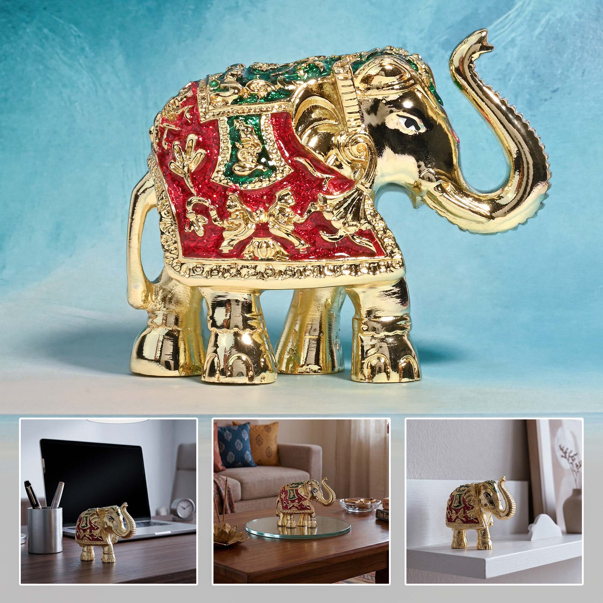 24K Gold Plated  Meenakari Elephant