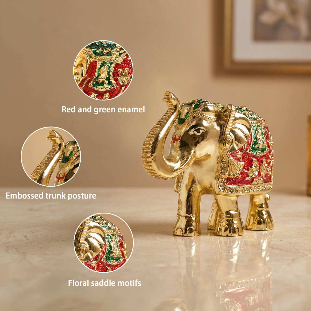 24K Gold Plated  Meenakari Elephant