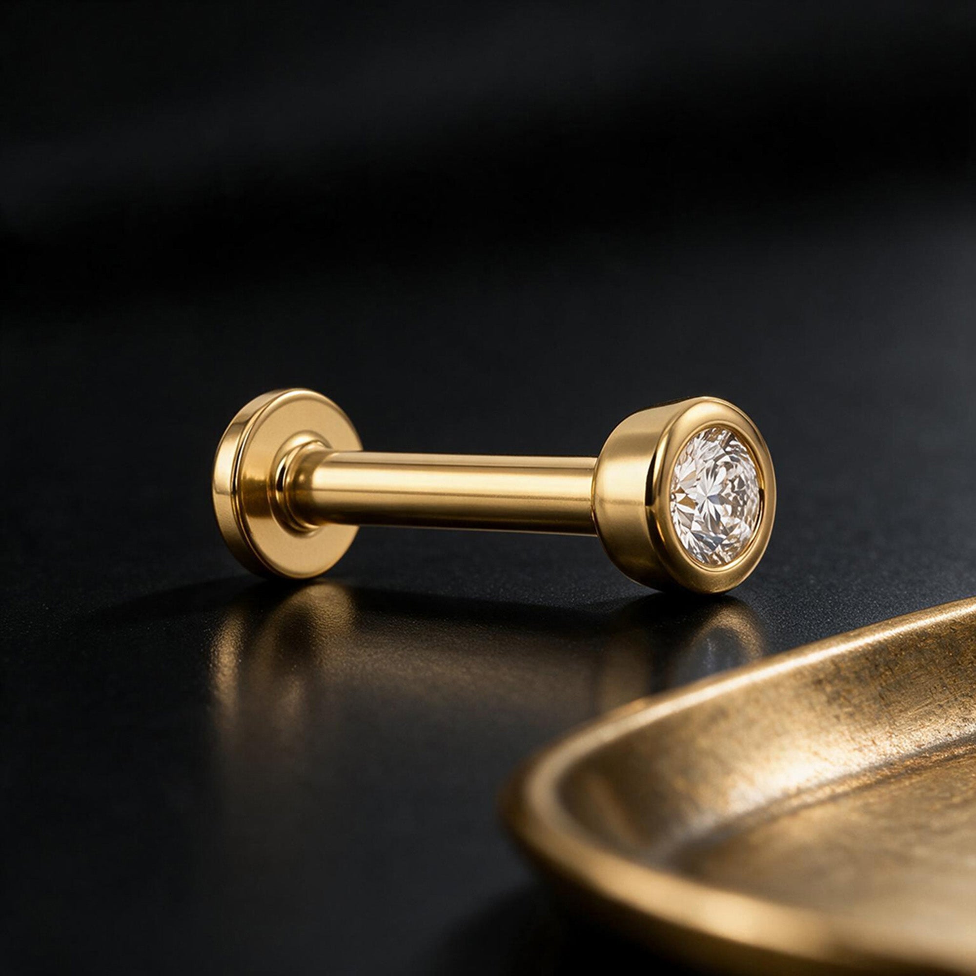 Gold Bezel Nose Pin