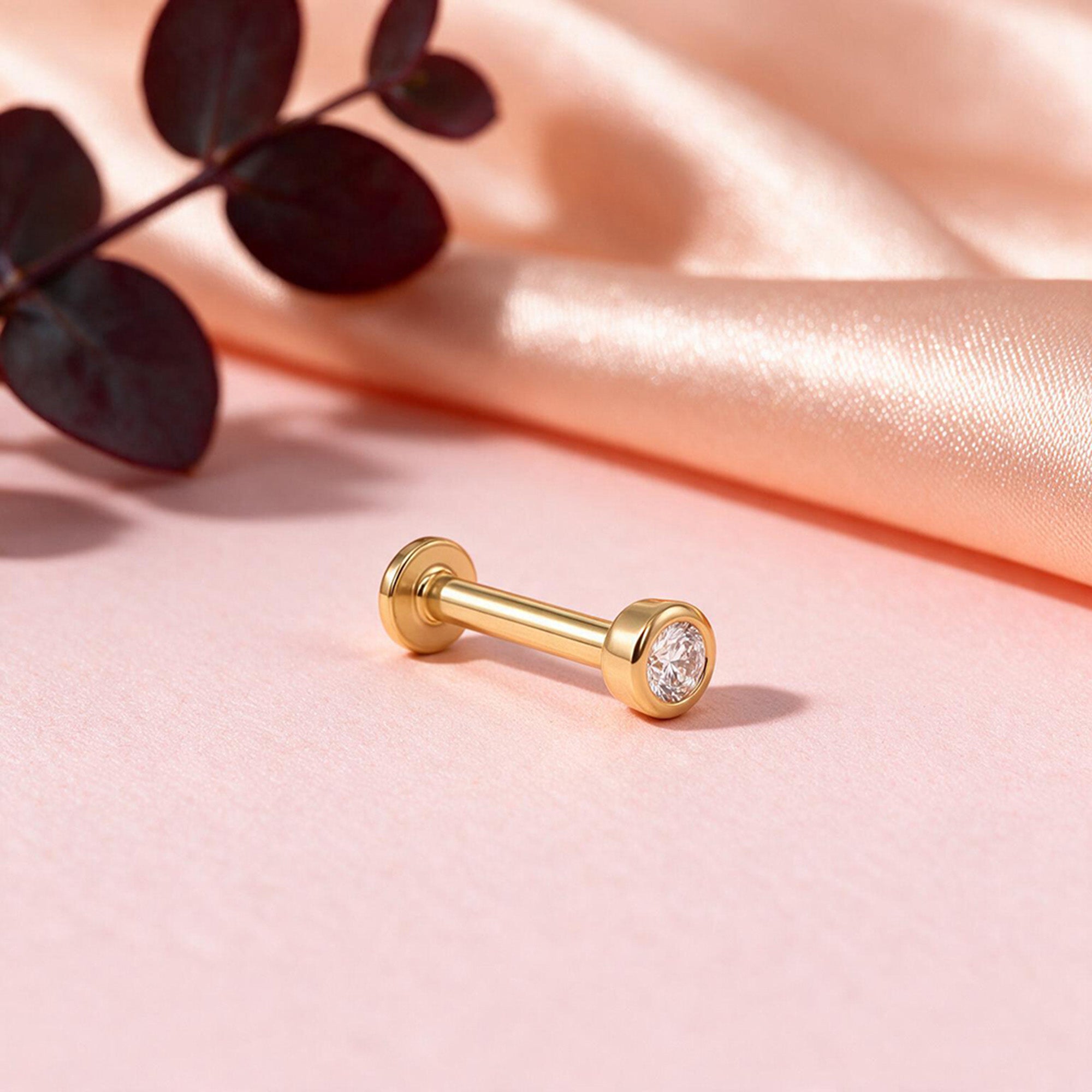 Gold Bezel Nose Pin