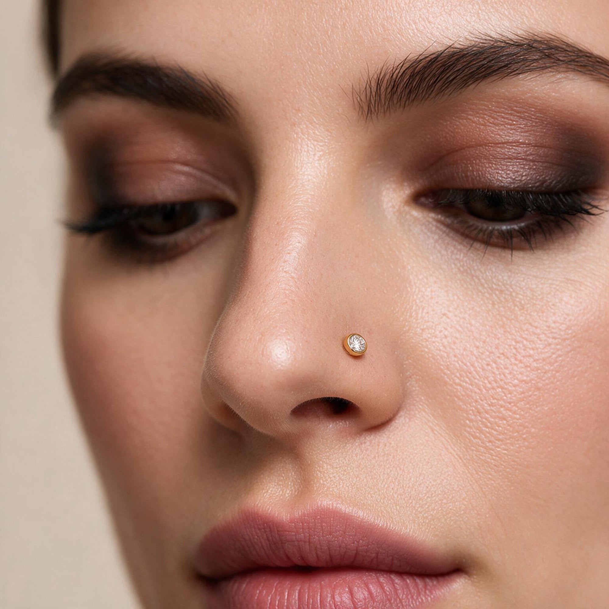 Gold Bezel Nose Pin