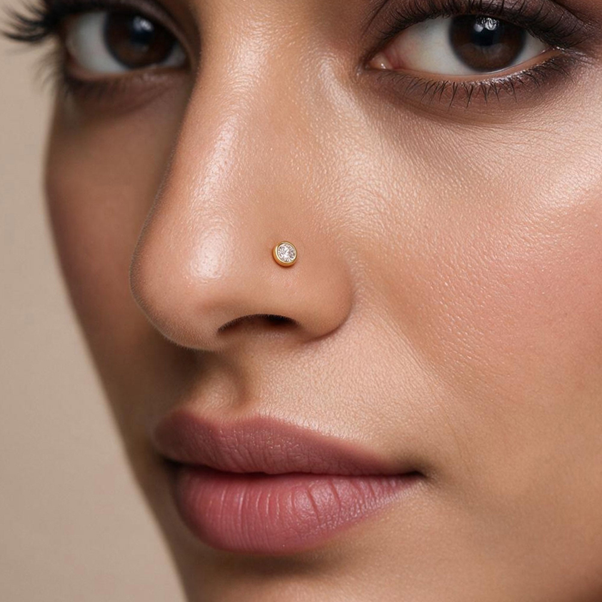 Gold Bezel Nose Pin