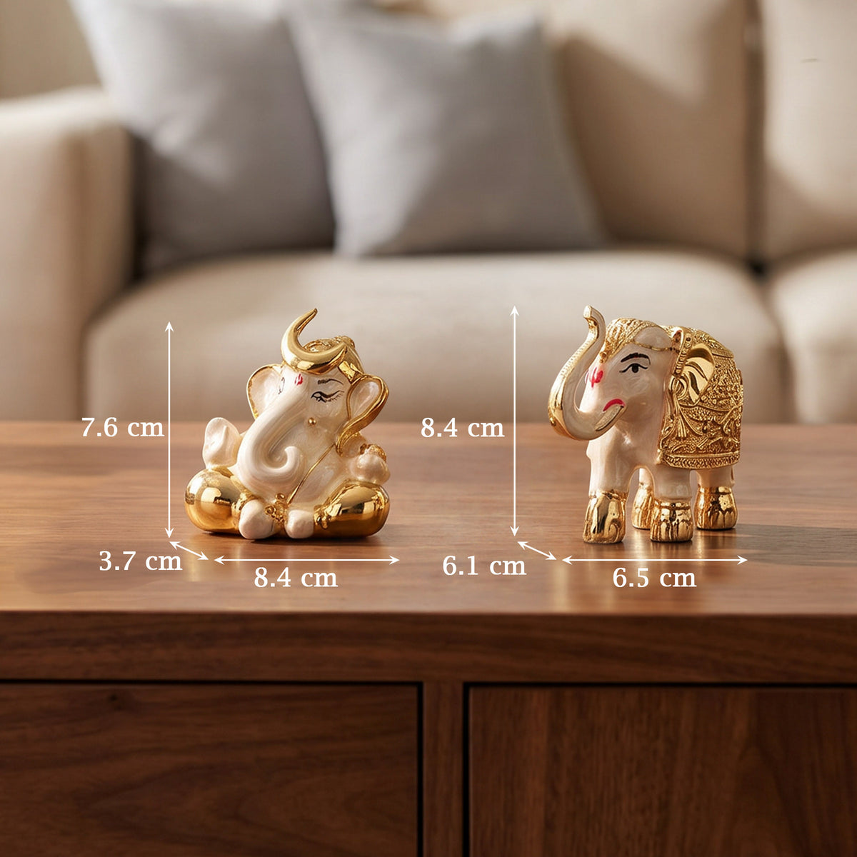 24K Gold Plated Ganesha & Elephant Set