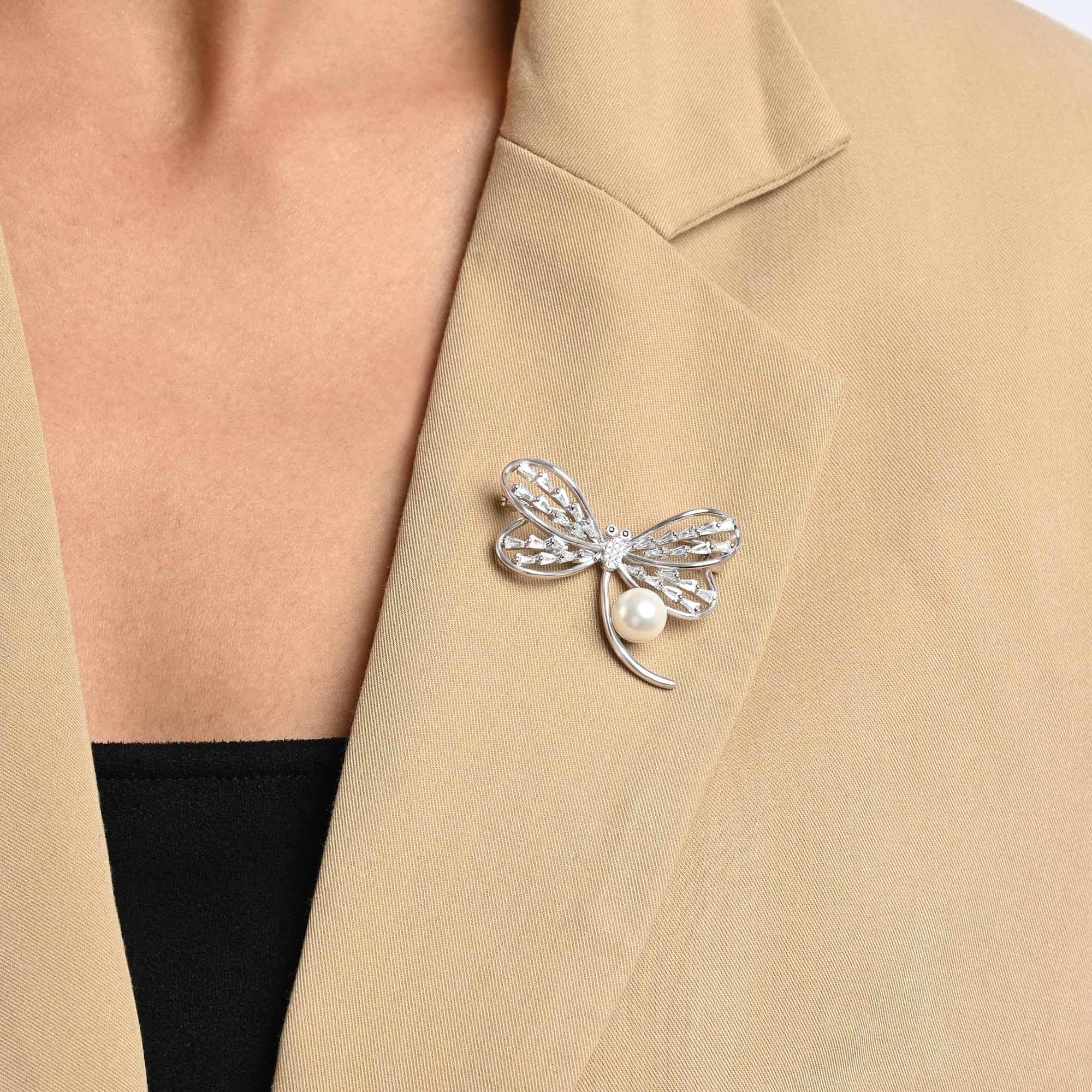 Pearl Dragonfly Brooch