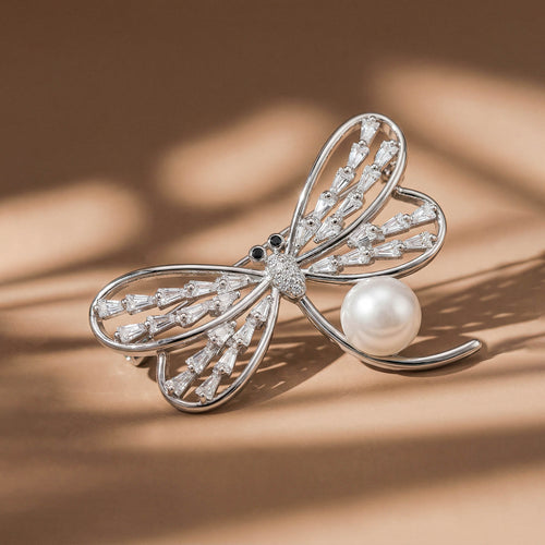 Pearl Dragonfly Brooch
