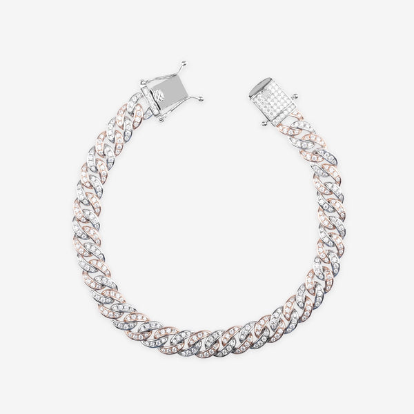 Dual Tone Cuban Link CZ Bracelet