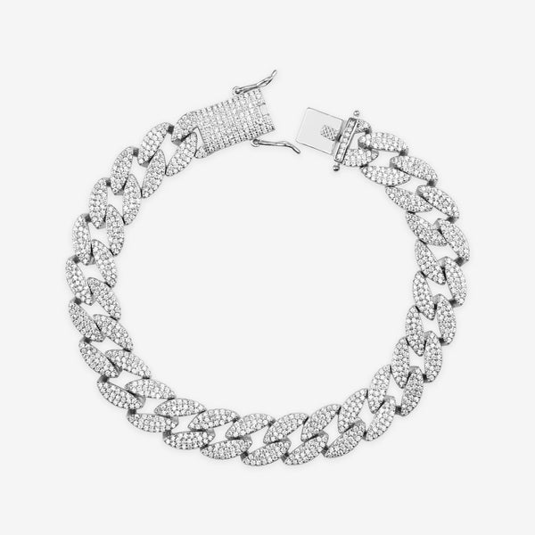 Curb Cuban Link CZ Silver Bracelet