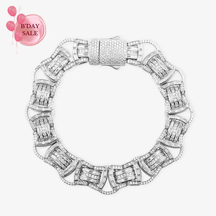 Chunky Silver CZ Bracelet - Touch925