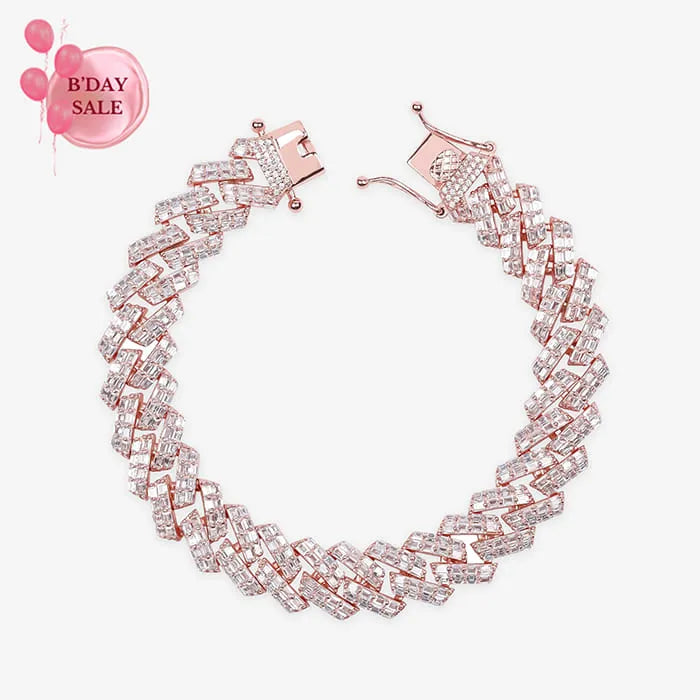 Cuban Rosegold CZ Bracelet - Touch925