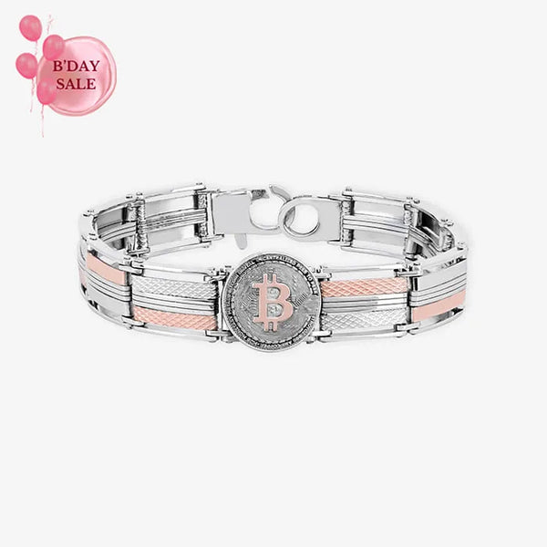 Bitcoin Emblem Rosegold Bracelet - Touch925