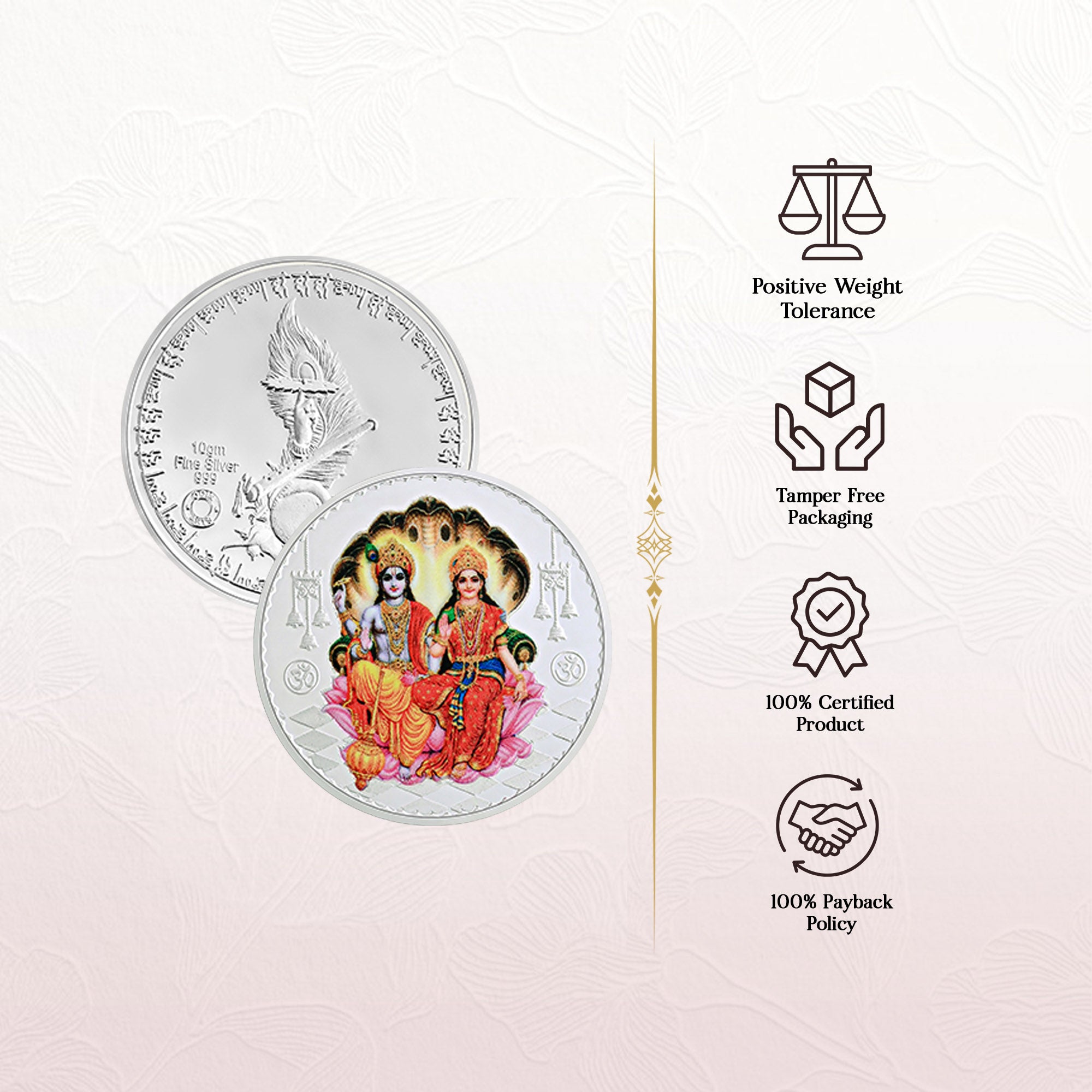 Pure 999 Silver 10g  Lakshmi Narayan Coin