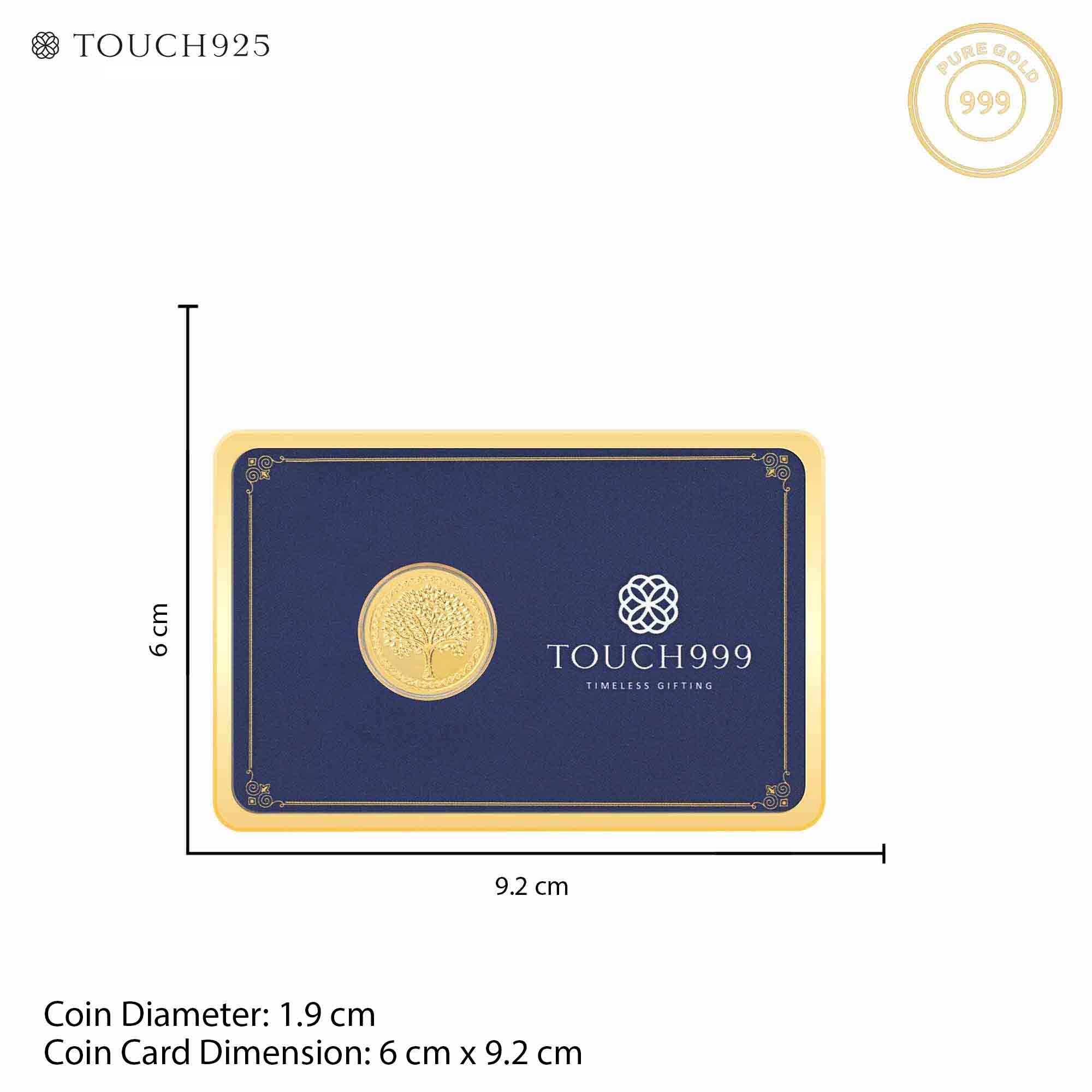 24K (999) Pure 100 mg Tree Gold Coin