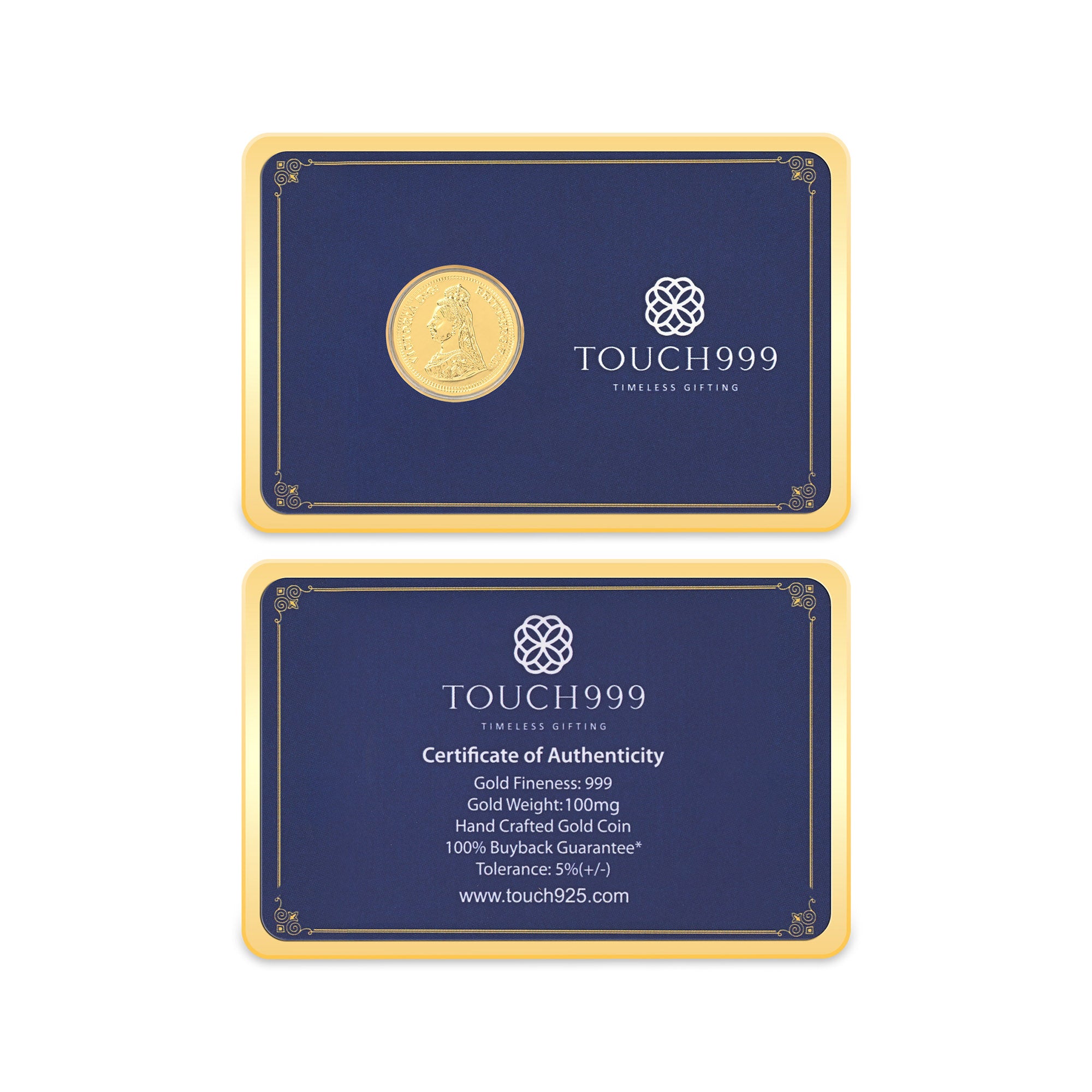 24K (999) Pure 100 mg Victoria Gold Coin