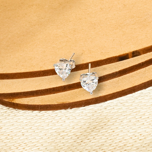 Silver Heart Stone Studs