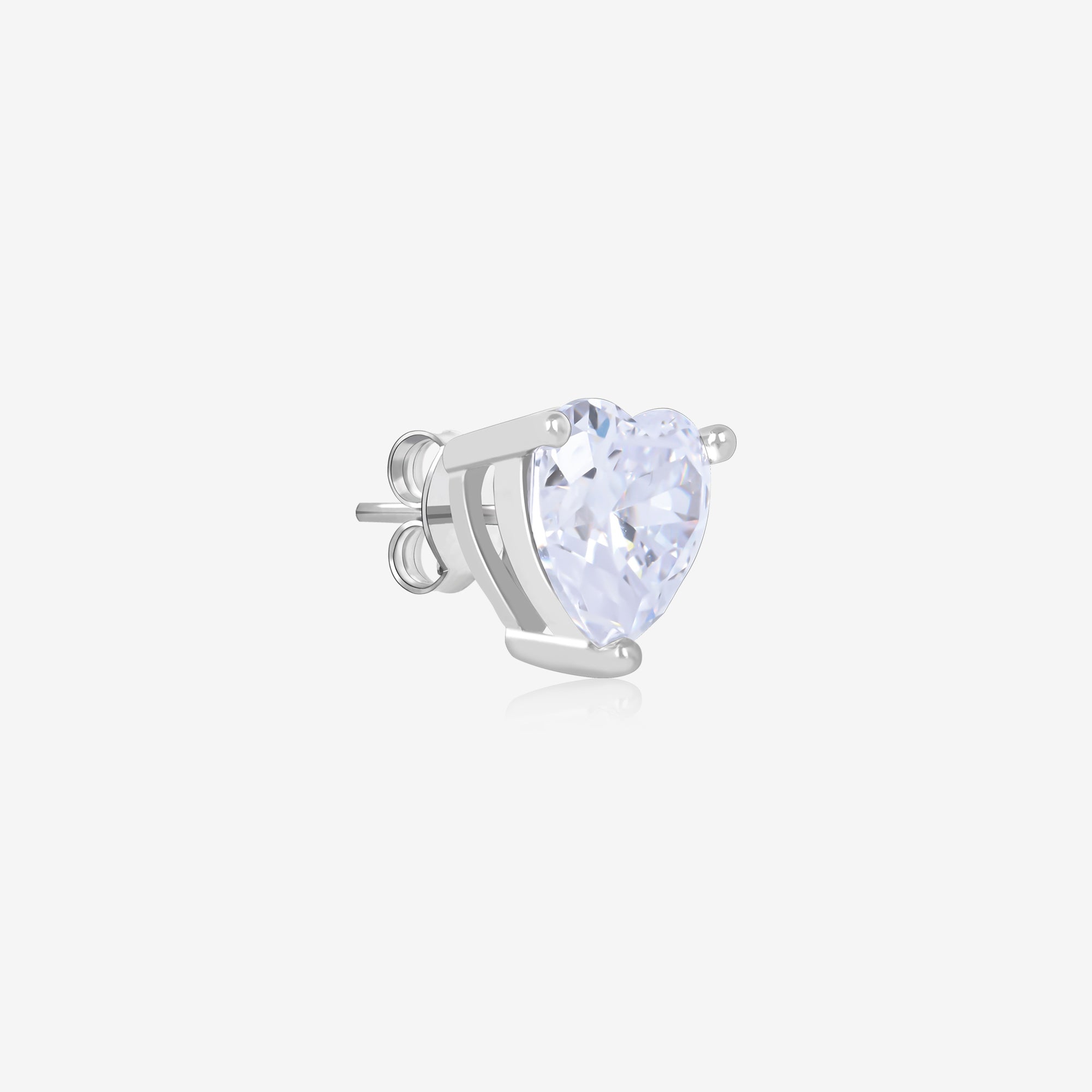 Silver Heart Stone Studs