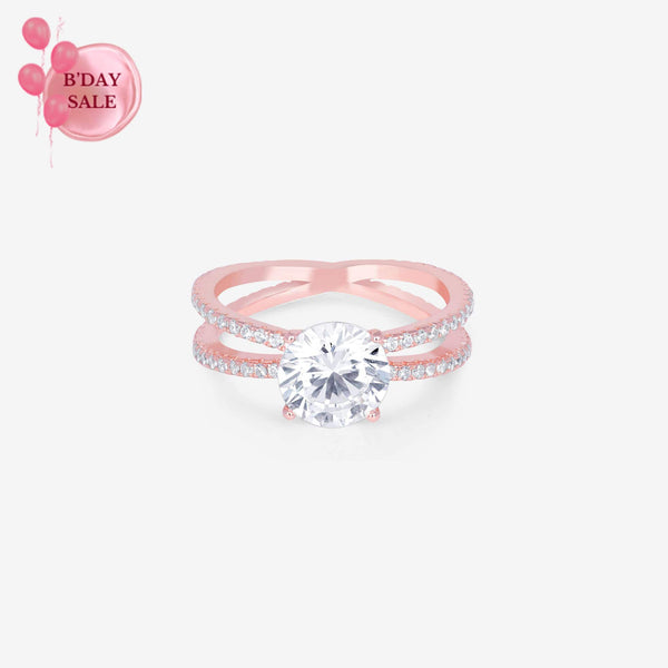 Crystal Cascade Rose Gold Ring - Touch925