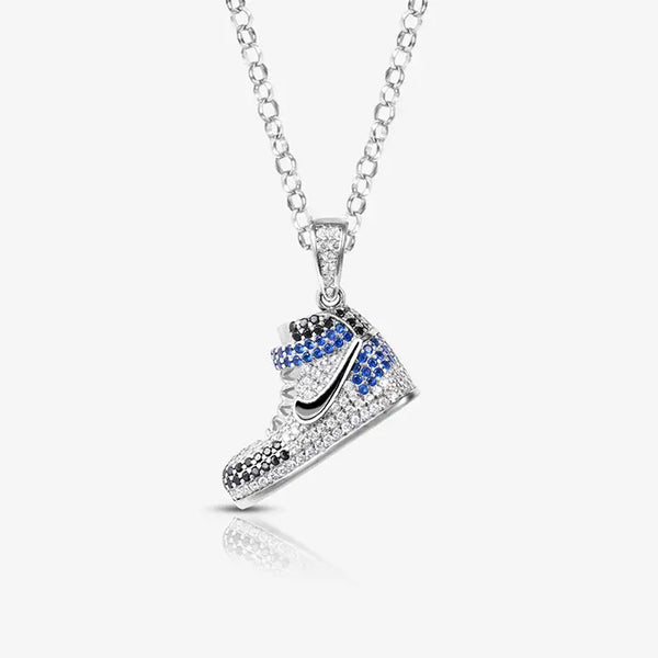 Sporty Sparkles: Jordan Silver Chain Pendant