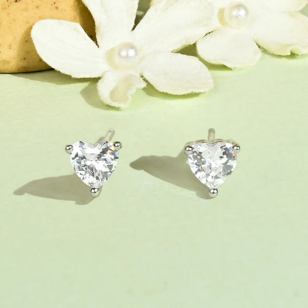 Sleek Heart Stone Studs