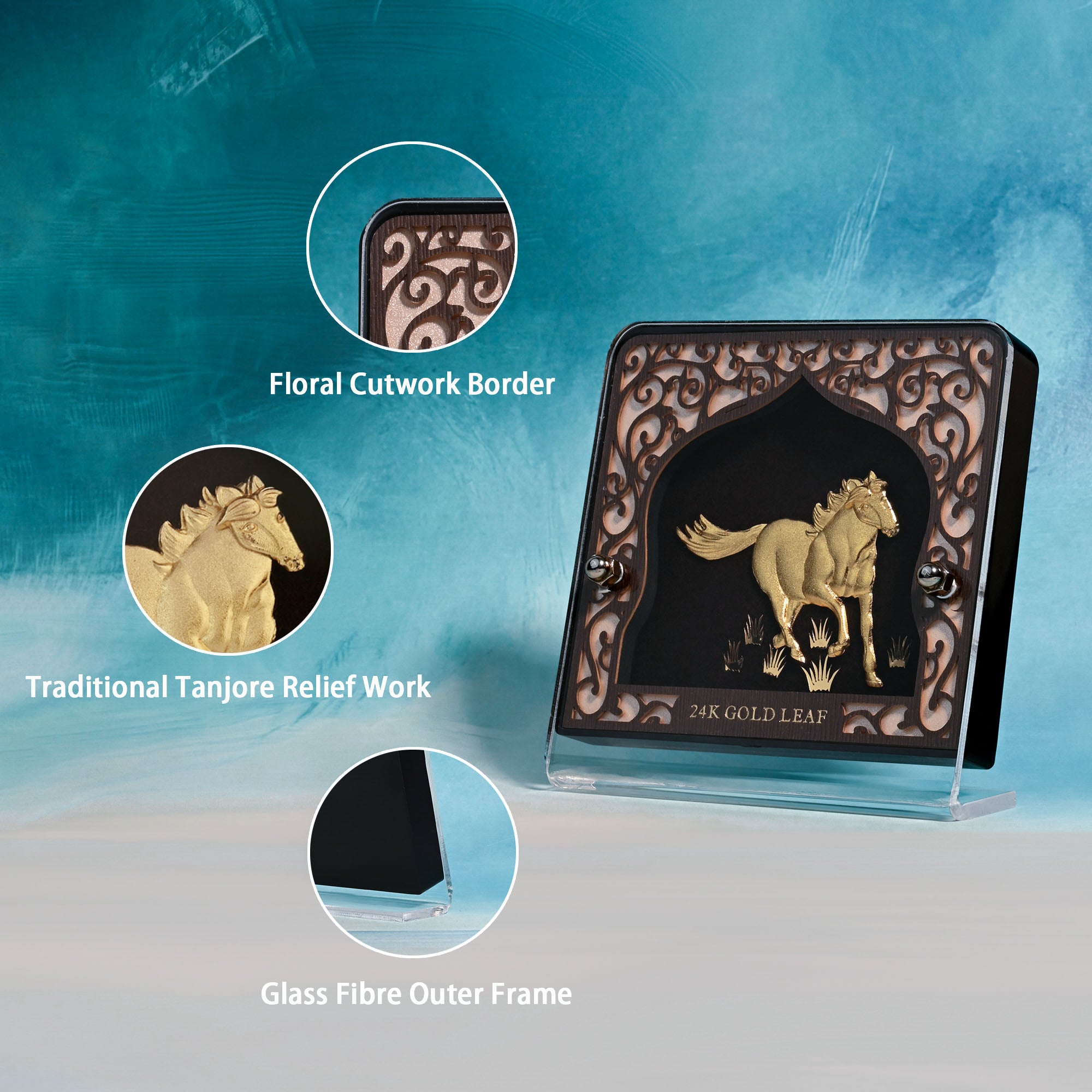 24K Gold Foil Running Horse Frame