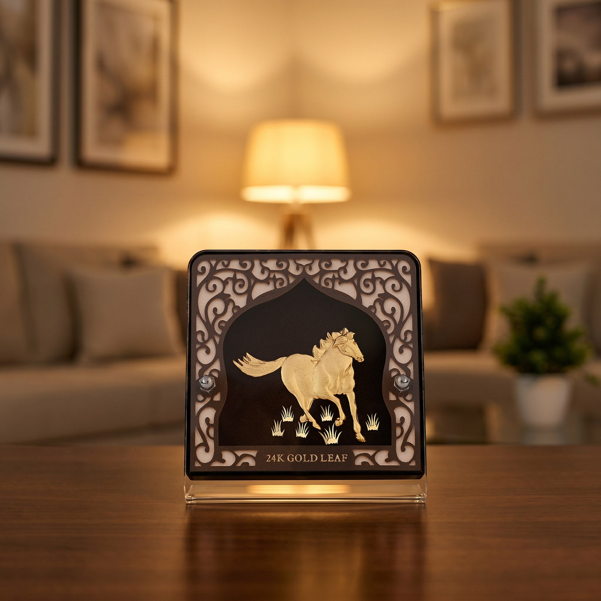 24K Gold Foil Running Horse Frame