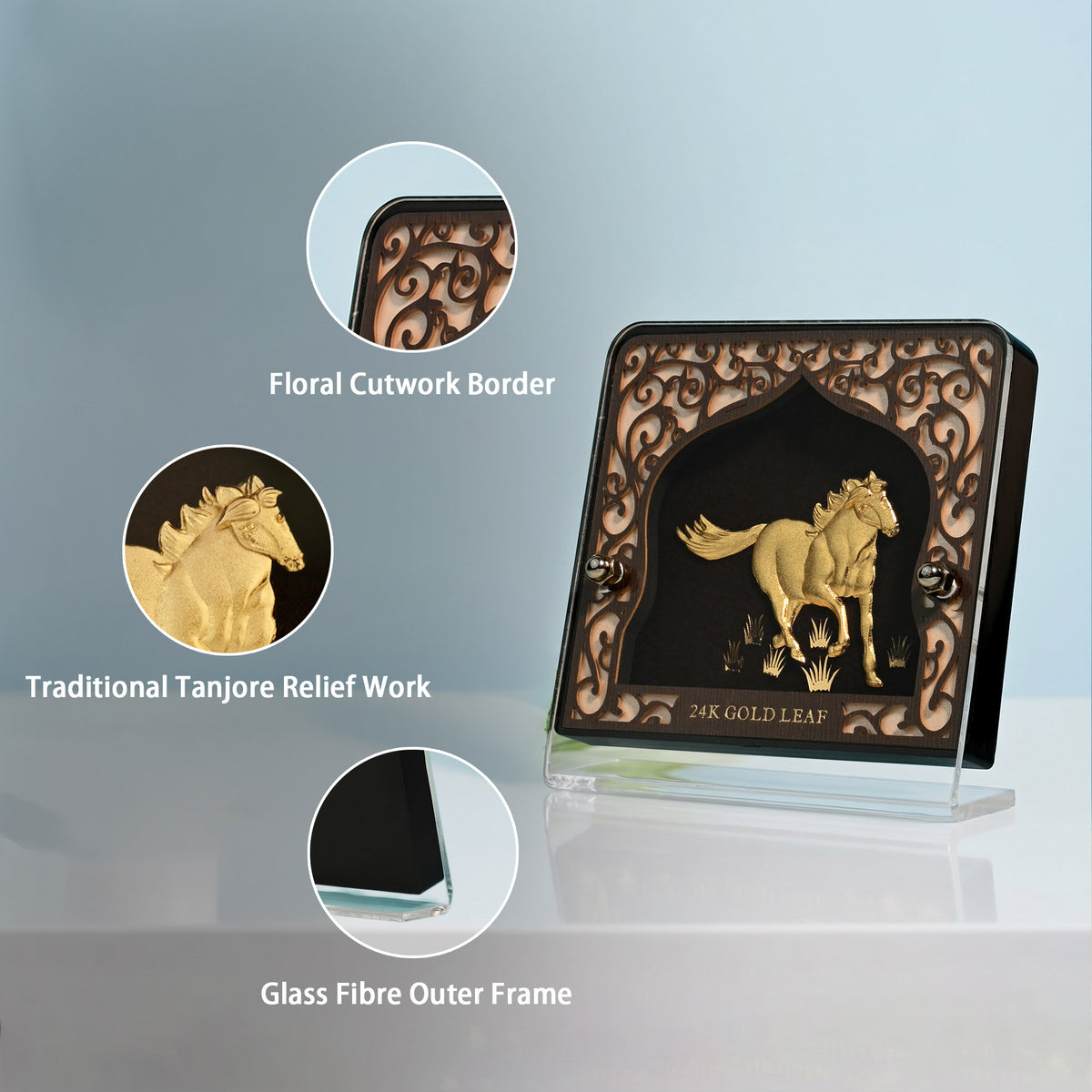 24K Gold Foil Running Horse Frame