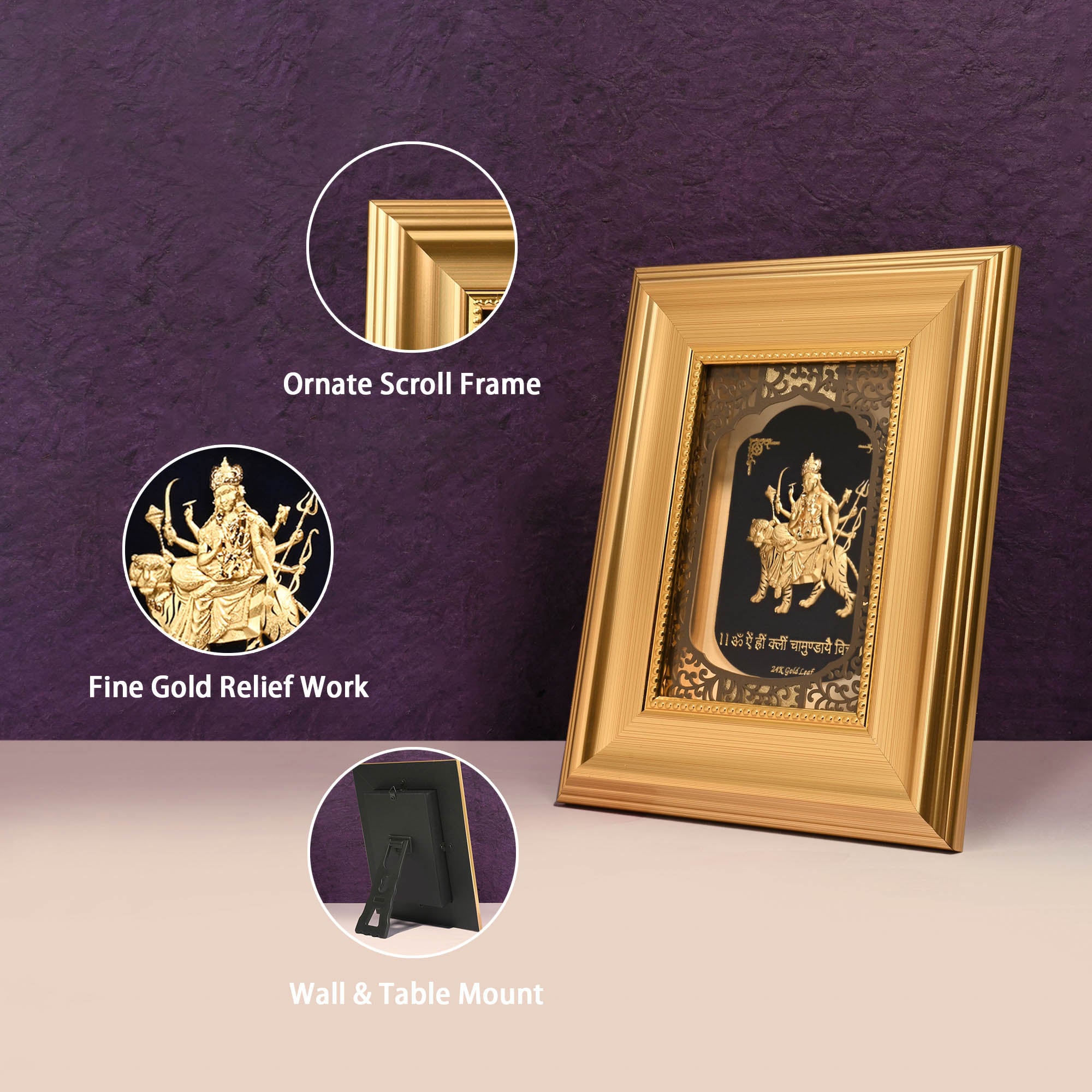 24K Gold Foil Maa Durga Frame