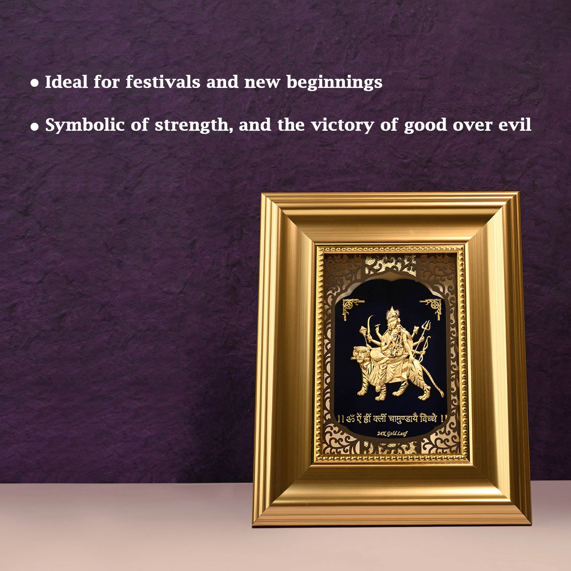 24K Gold Foil Maa Durga Frame