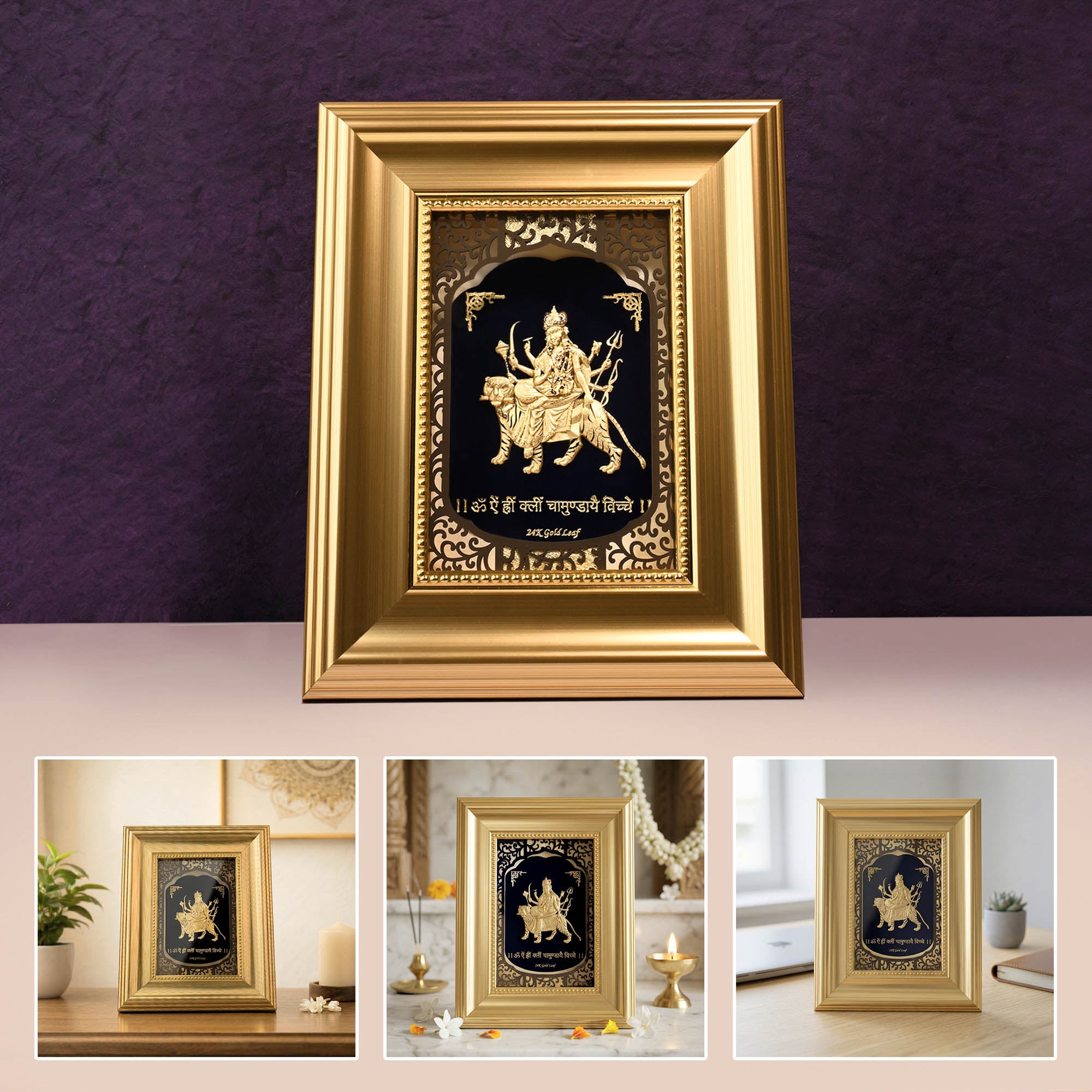24K Gold Foil Maa Durga Frame