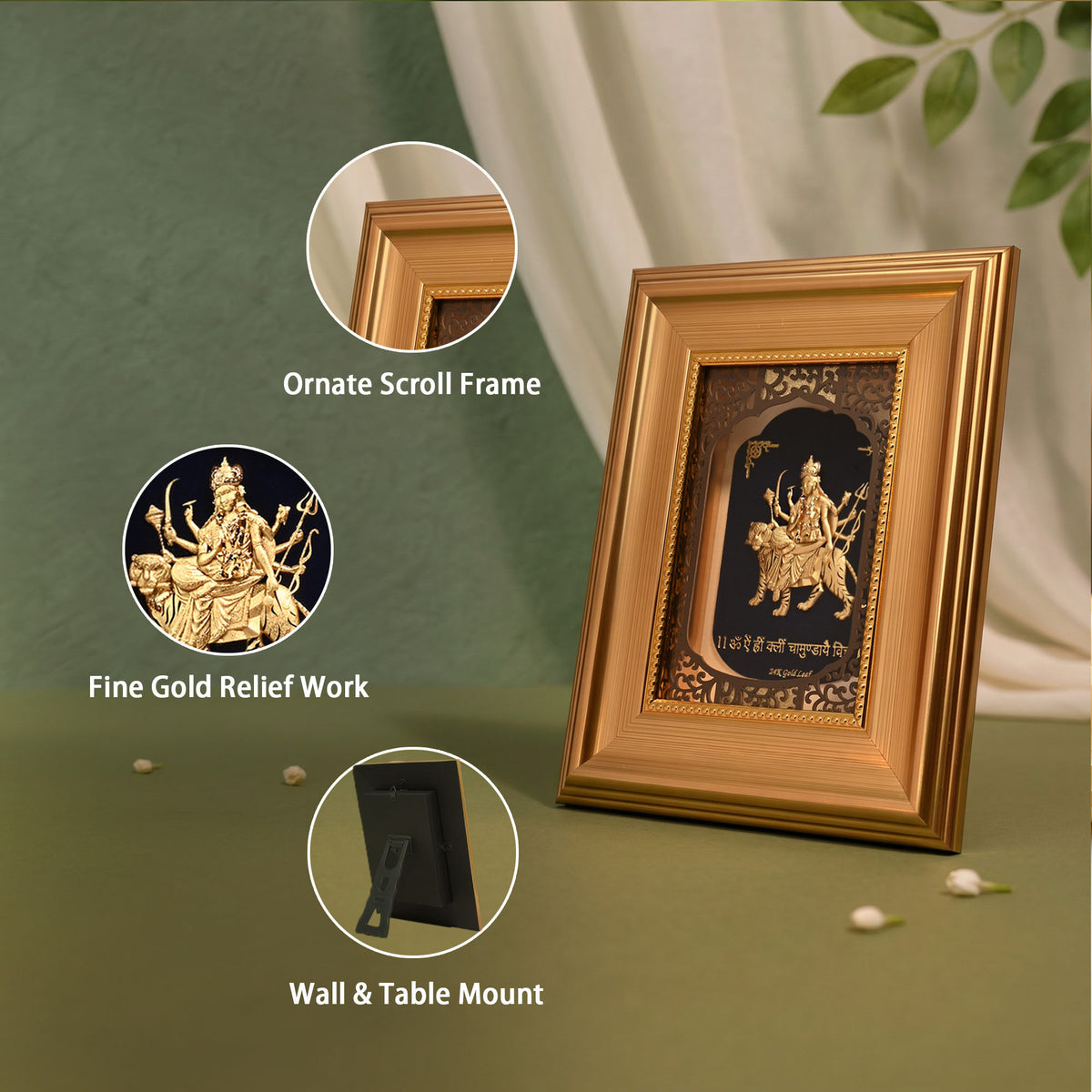 24K Gold Foil Maa Durga Frame