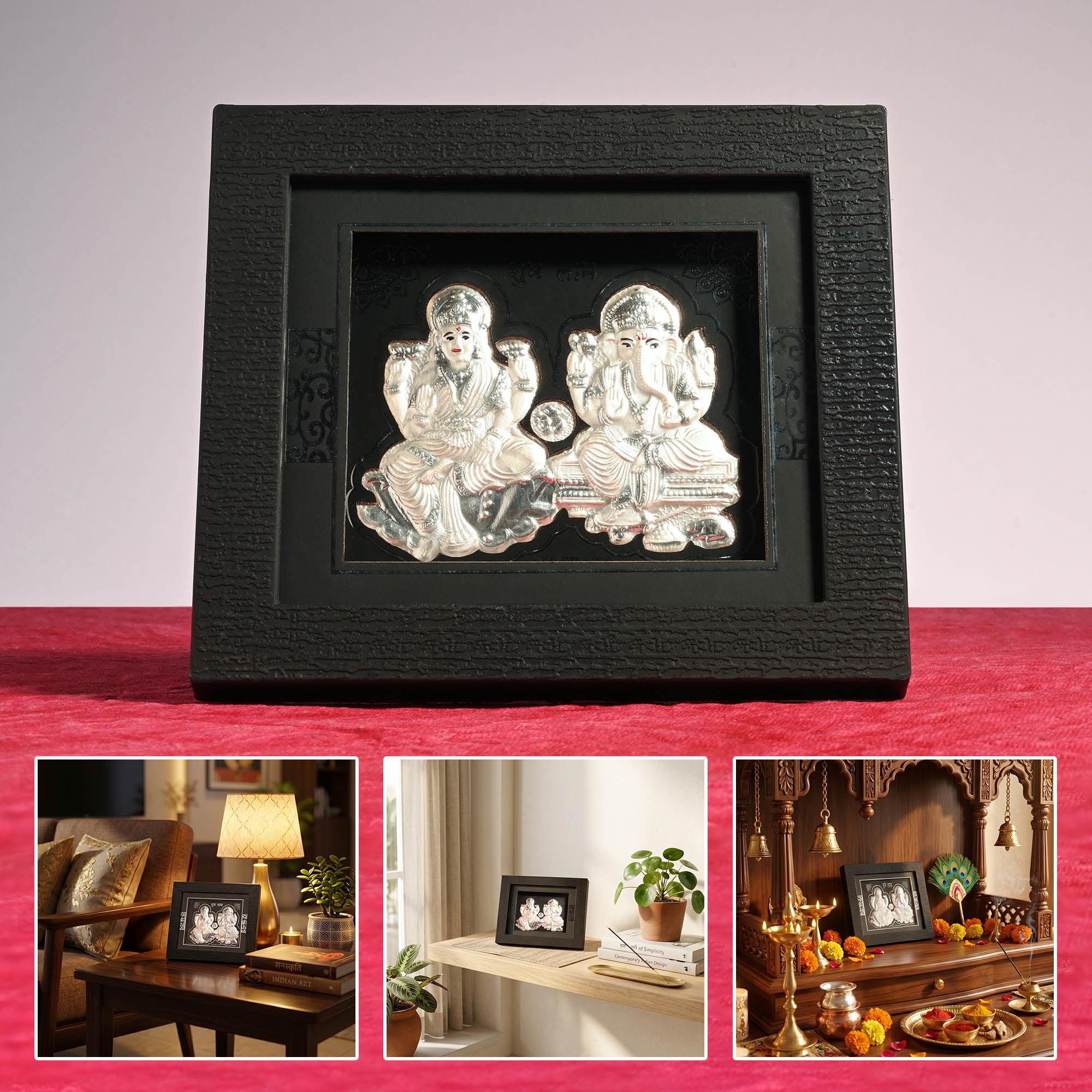 999 Silver Laxmi Ganesh Blessings Idol Frame