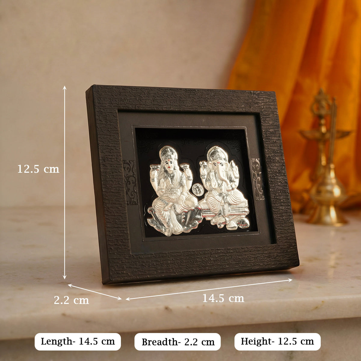 999 Silver Lakshmi Ganesh Blessings Idol Frame