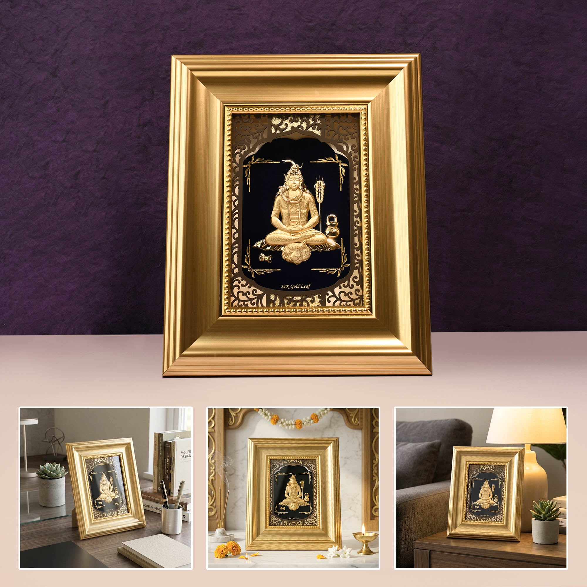 24K Gold Foil Lord Shiva Frame
