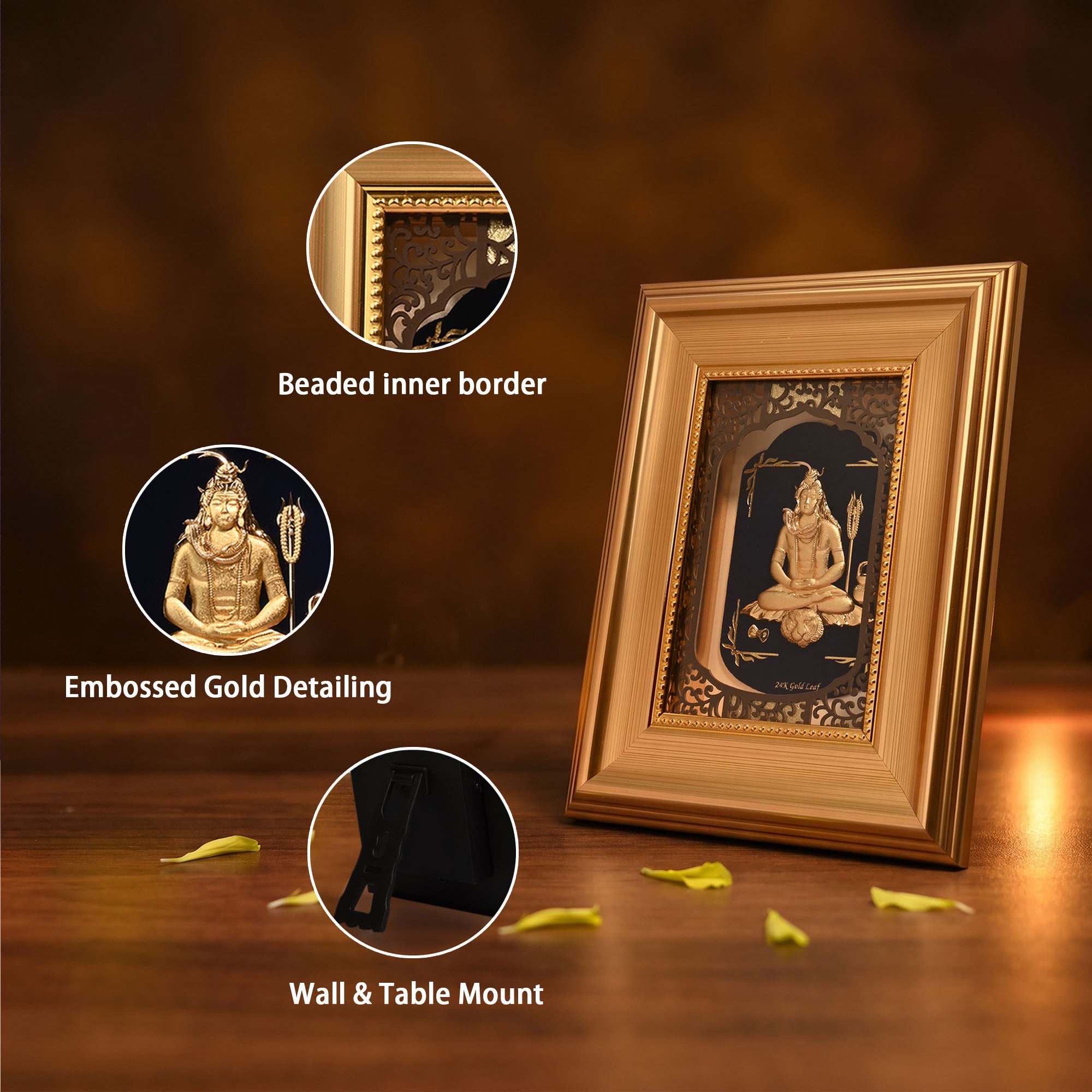 24K Gold Foil Lord Shiva Frame