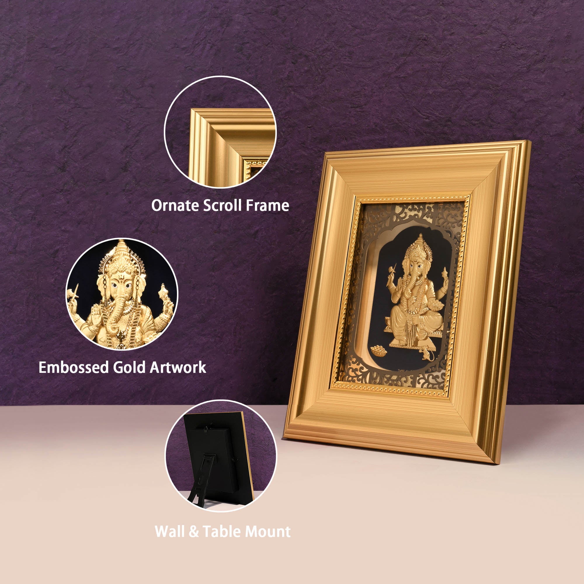 24K Gold Foil Lord Ganesha Frame
